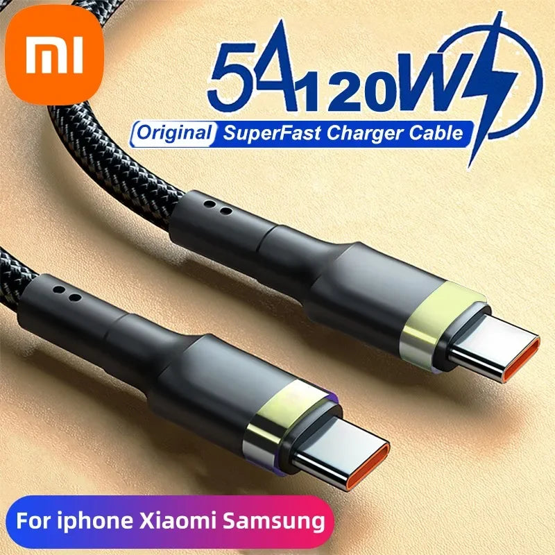120W USB-C to USB-C Fast Charging Cable - 1.5m Premium PD Cable for iPhone 15/16, Samsung S24, Xiaomi (Gold)