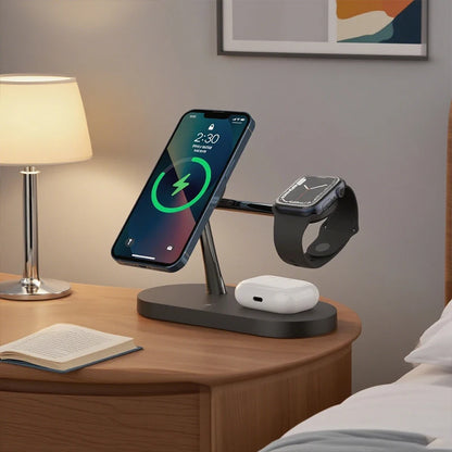 3 in 1 Wireless Charging Station - Compatible With iPhone, iwatch, Air Pods