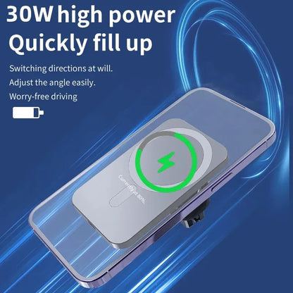 30W Magnetic Car Wireless Charger - Fast Charging Mount for iPhone