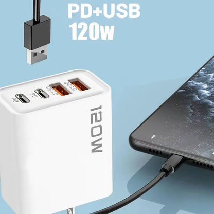 120W USB-C Charger 4-Port Fast Charging Station | Quick Charge 3.0 for iPhone, Samsung, Xiaomi & Huawei