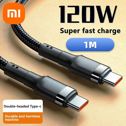 120W USB-C to USB-C Fast Charging Cable - 1.5m Premium PD Cable for iPhone 15/16, Samsung S24, Xiaomi (Gold)