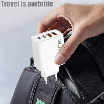 120W USB-C Charger 4-Port Fast Charging Station | Quick Charge 3.0 for iPhone, Samsung, Xiaomi & Huawei