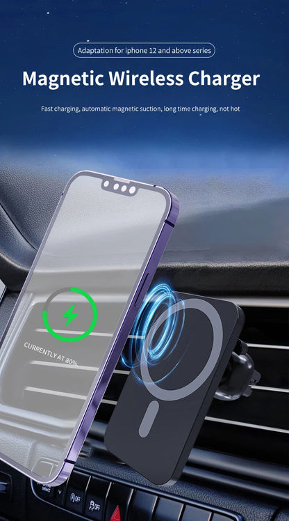 30W Magnetic Car Wireless Charger - Fast Charging Mount for iPhone