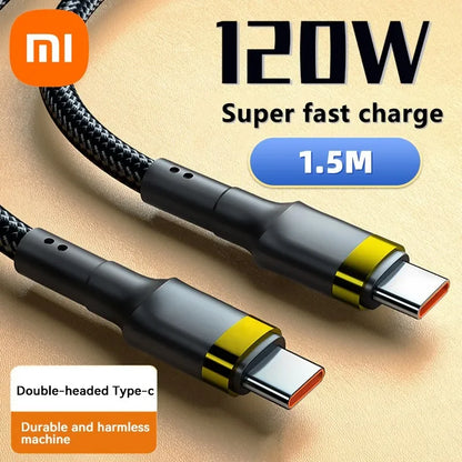 120W USB-C to USB-C Fast Charging Cable - 1.5m Premium PD Cable for iPhone 15/16, Samsung S24, Xiaomi (Gold)