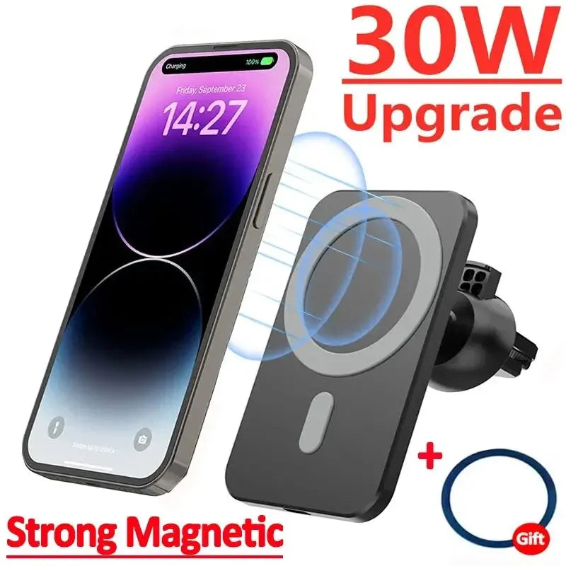 30W Magnetic Car Wireless Charger - Fast Charging Mount for iPhone