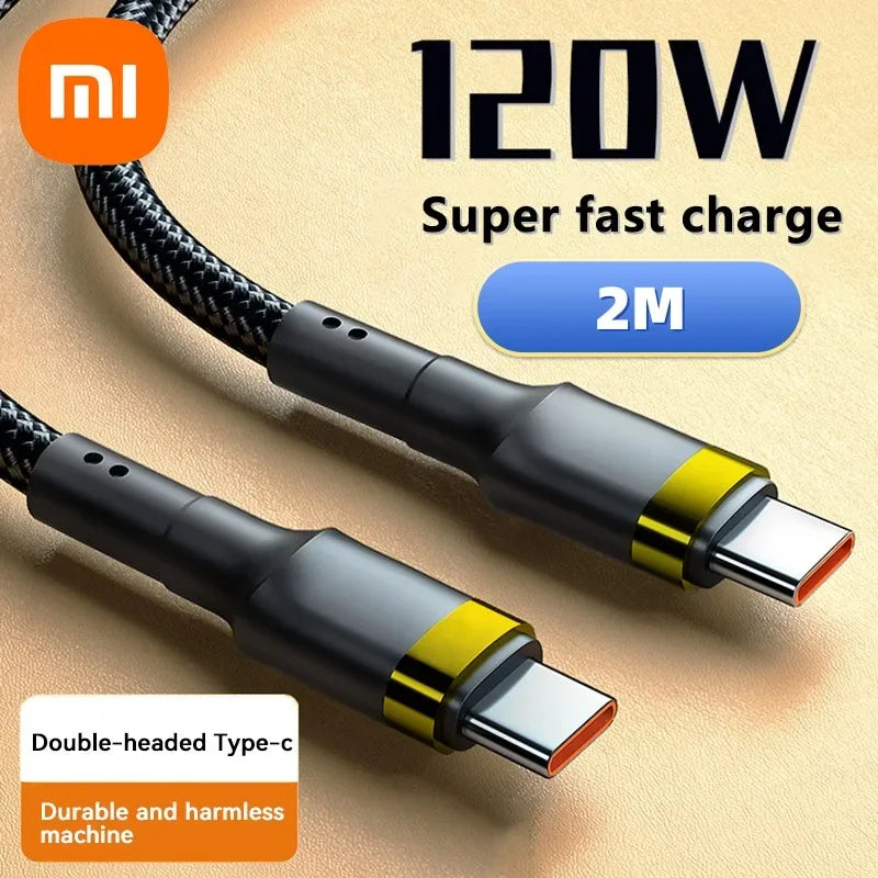 120W USB-C to USB-C Fast Charging Cable - 1.5m Premium PD Cable for iPhone 15/16, Samsung S24, Xiaomi (Gold)