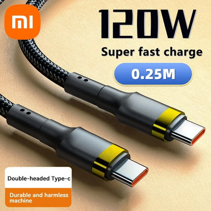 120W USB-C to USB-C Fast Charging Cable - 1.5m Premium PD Cable for iPhone 15/16, Samsung S24, Xiaomi (Gold)