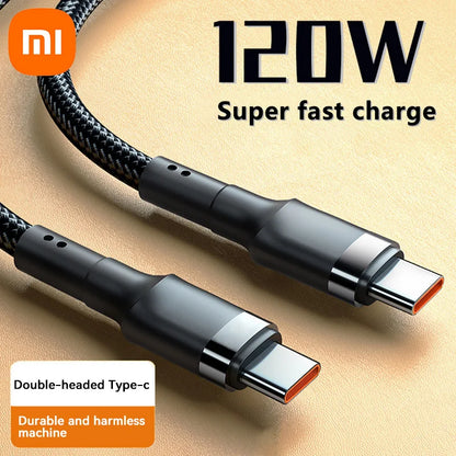 120W USB-C to USB-C Fast Charging Cable - 1.5m Premium PD Cable for iPhone 15/16, Samsung S24, Xiaomi (Gold)