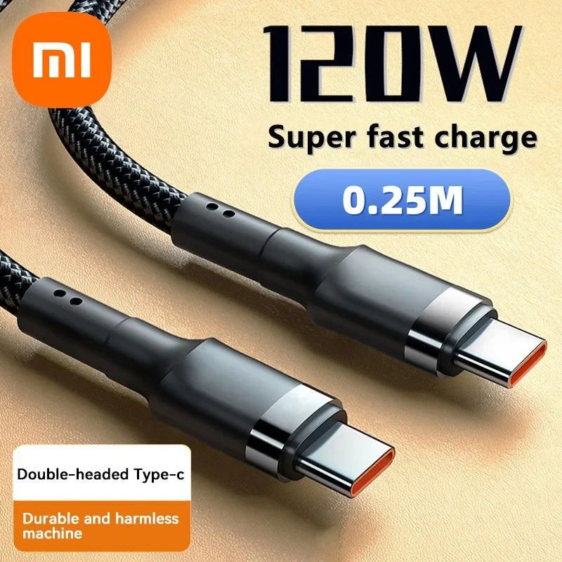 120W USB-C to USB-C Fast Charging Cable - 1.5m Premium PD Cable for iPhone 15/16, Samsung S24, Xiaomi (Gold)