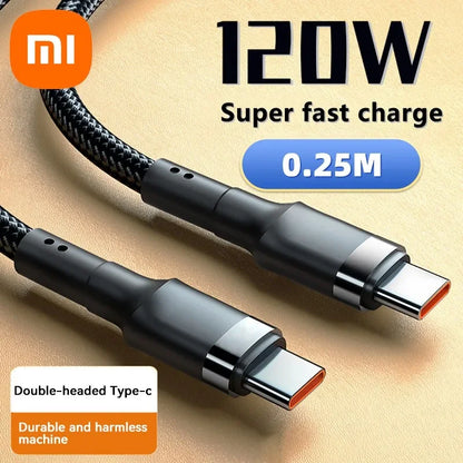 120W USB-C to USB-C Fast Charging Cable - 1.5m Premium PD Cable for iPhone 15/16, Samsung S24, Xiaomi (Gold)