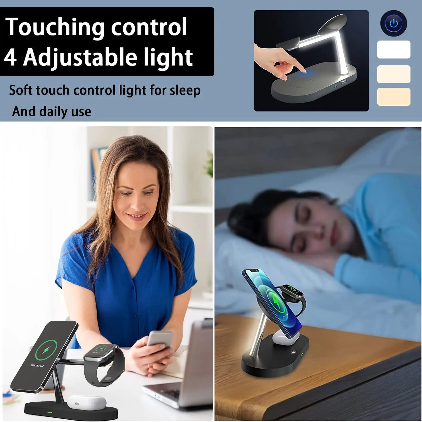 3 in 1 Wireless Charging Station - Compatible With iPhone, iwatch, Air Pods