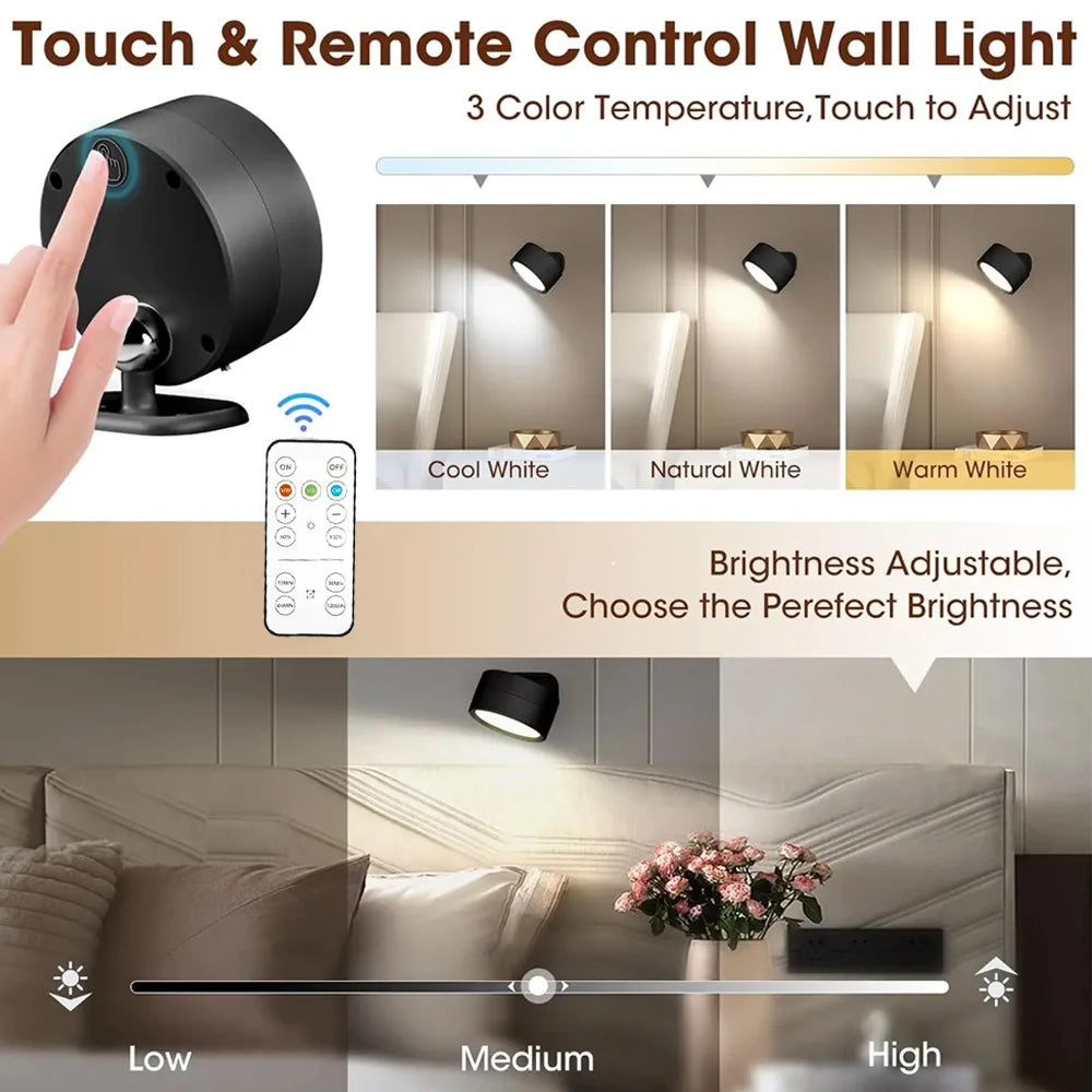 Magnetic LED Picture Light - Dimmable Wall Spotlight with Remote Control