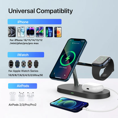 3 in 1 Wireless Charging Station - Compatible With iPhone, iwatch, Air Pods