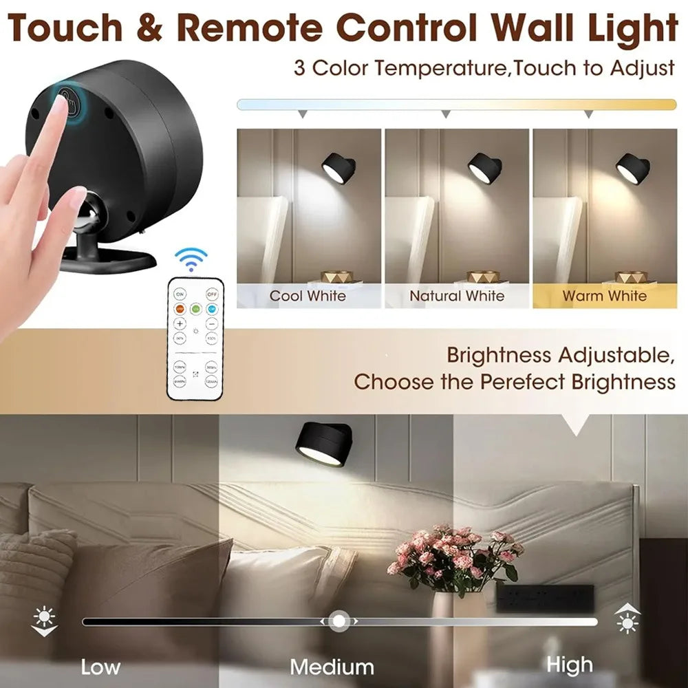 Magnetic LED Picture Light - Dimmable Wall Spotlight with Remote Control