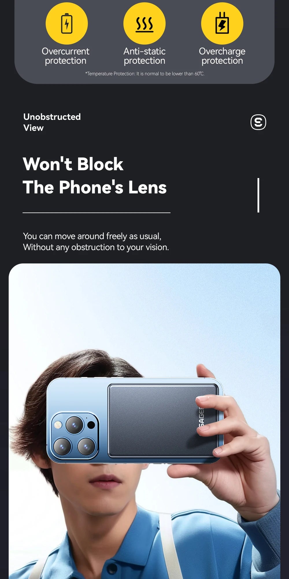 MagSafe Wireless Power Bank 5000mAh - Ultra-Slim 20W Fast Charging Portable Battery for iPhone 17/16/15/14 (Space Grey)